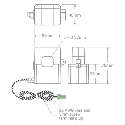 200 A main CT sensor, 22 mm aperture