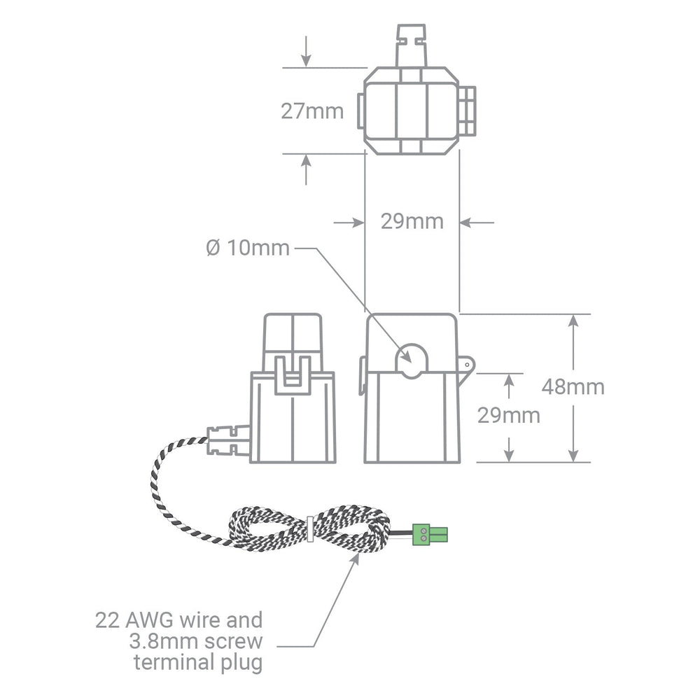 50 A branch CT sensor, 10 mm aperture