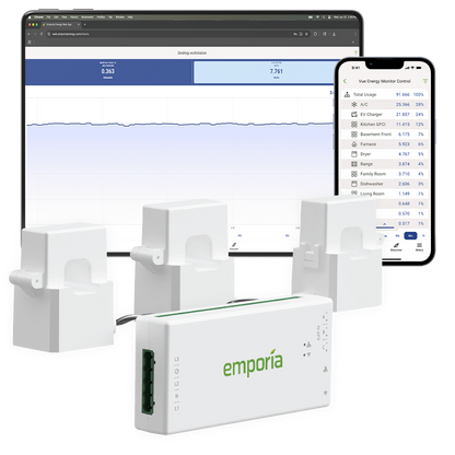 Emporia Vue Gen3 3-phase kit — monitor with three 200 A sensors